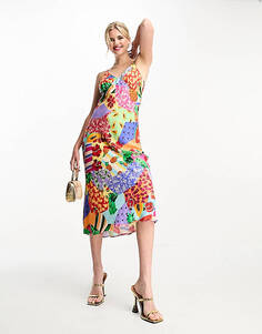 Платье миди на бретельках с фруктовым принтом в стиле пэчворк None&apos;s Child Melina