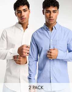 Бело-синяя оксфордская рубашка из двух пар Only &amp; Sons