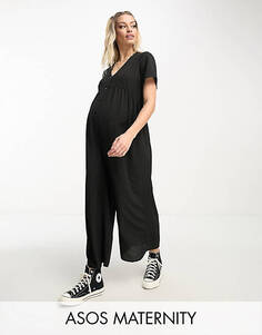 Черный комбинезон чайного цвета с короткими рукавами ASOS DESIGN Maternity