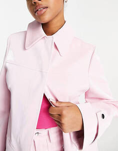 Розовое виниловое пальто из искусственной кожи с карго и карманами Miss Selfridge