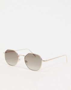 Круглые металлические солнцезащитные очки ASOS DESIGN с дымчатыми градиентными линзами золотистого цвета