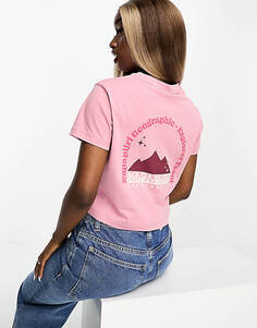 Розовая укороченная футболка облегающего кроя с принтом на груди Napapijri Rope