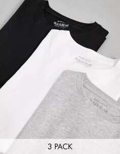 Набор из трех базовых футболок Pull&amp;Bear черного, белого и серого цветов