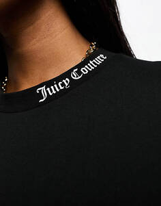Черная футболка бойфренда с логотипом Juicy Couture
