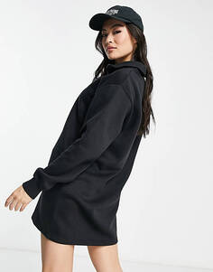 Черное платье-свитер мини с полумолнией и потертостями Jenna Threadbare