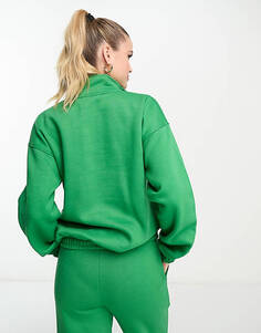Зеленый укороченный свитер с воротником на пуговицах Threadbare Tall River