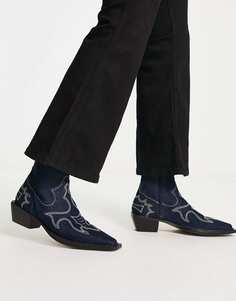 Ботинки челси на кубинском каблуке ASOS DESIGN Джинсовые ботинки с квадратным носком