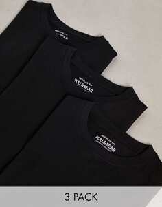 Комплект из 3 футболок стандартного кроя Pull&amp;Bear черного цвета