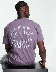 Фиолетовая объемная футболка с принтом на спине Weekday