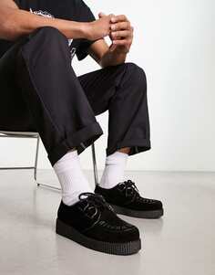 Черные кроссовки на шнуровке из искусственной микрозамши Truffle Collection