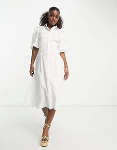 Белое платье-рубашка миди с короткими рукавами Bardot Hades