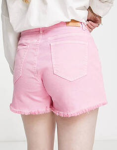 Ярко-розовые джинсовые шорты с потертым краем Simply Be