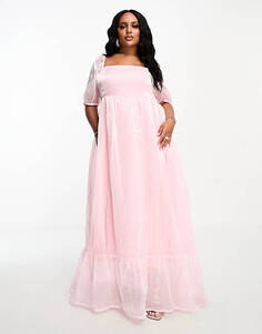 Эксклюзивное платье макси в стиле ампир с розовым металликом Collective the Label Curve