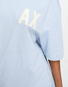 Голубая футболка бойфренда с логотипом Armani Exchange