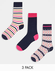 Подарочный набор из трех разноцветных носков Barbour Claudia Fairisle