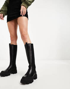 Черные кожаные ботинки челси длиной до колена с прочной подошвой Barbour International Parson