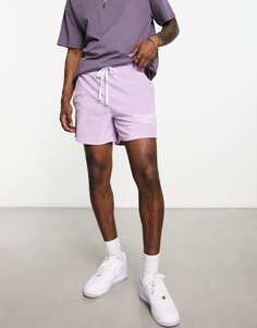 Фиолетовые махровые шорты оверсайз с вышивкой ASOS DESIGN