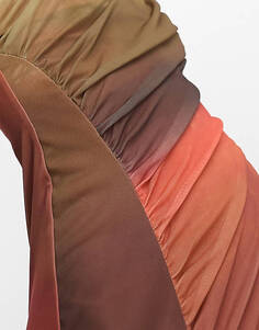 Оранжевое платье миди из асимметричной сетки с разрезом до бедер Pull&amp;Bear