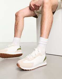 Спортивные кроссовки для бега Truffle Collection белого/бежевого/оливкового цвета