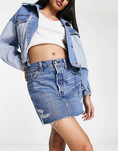 Синяя юбка средней степени стирки Levi&apos;s Icon Levis