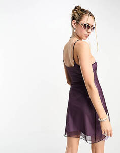 Пурпурное сетчатое мини-платье с открытым передом и бабочкой Tammy Girl