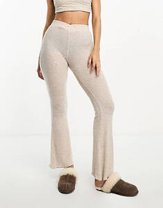 Белые брюки-клеш в рубчик с v-образным поясом Boux Avenue Leila