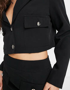 Укороченный пиджак черного цвета с карманами Extro &amp; Vert Petite