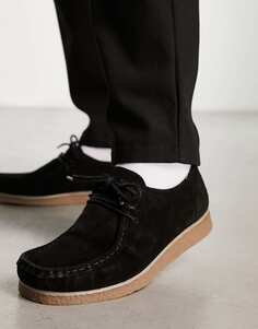 Черные туфли на шнуровке из искусственной замши Pull&amp;Bear