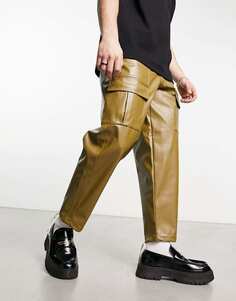 Светлые брюки-карго цвета хаки из искусственной кожи Sister Jane