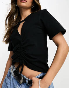 Черная футболка со сборками AllSaints Gigi