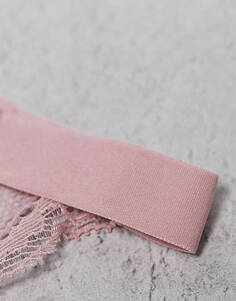 Комплект из трех комплектов эластичной ткани танга и бразильского кружева ASOS DESIGN нежно-голубого, белого и розового цветов