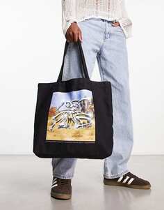 Черная сумка-тоут премиум-класса Coney Island Picnic с принтом Lost Mind