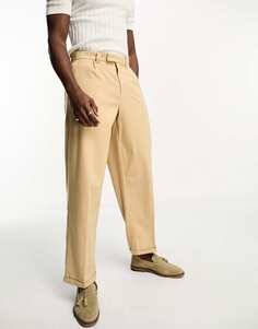 Светло-коричневые свободные брюки со складками спереди New Look