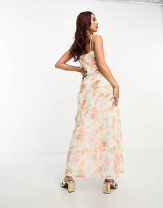 Платье макси с оборками и цветочным принтом в винтажном стиле Miss Selfridge