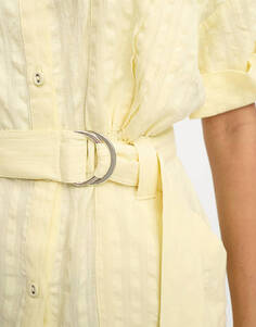 Желтое платье-рубашка с поясом и поясом из жатого хлопка ASOS DESIGN ASOS DESIGN
