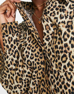 Удлиненная рубашка Pieces с леопардовым принтом