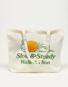 Белая большая сумка-тоут для прогулок Coney Island Picnic с принтом размещения