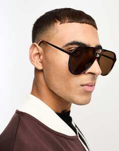 Темно-коричневые солнцезащитные очки-штурманы New Look большого размера
