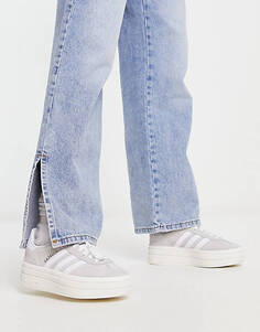 Серо-белые кроссовки на платформе adidas Originals Gazelle Bold