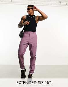 Фиолетовые зауженные брюки карго ASOS DESIGN