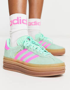Мятно-зеленые кроссовки на платформе adidas Originals Gazelle Bold с резиновой подошвой