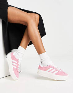 Розовые и белые кроссовки на платформе adidas Originals Gazelle Bold