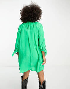 Ярко-зеленое платье мини со сборками на шее Whistles