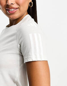 Серая футболка из технического хлопка с 3 полосками adidas Training