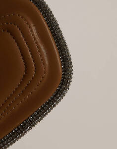 Светло-коричневые босоножки на каблуке с пяткой и отделкой стразами Topshop Cara