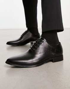 Черные туфли на шнуровке с тиснением ASOS DESIGN из искусственной кожи