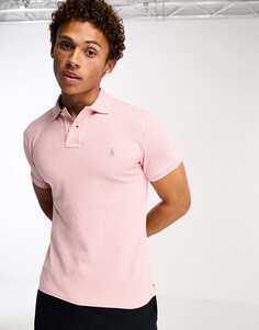 Светло-розовая рубашка-поло узкого кроя из пике с логотипом Polo Ralph Lauren