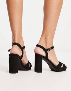 Черные босоножки на каблуке-кроссовере New Look