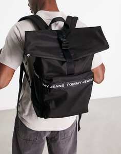 Черный рюкзак с откидным верхом и логотипом Tommy Jeans