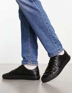 Черные глянцевые кроссовки на шнуровке с монограммой ASOS DESIGN